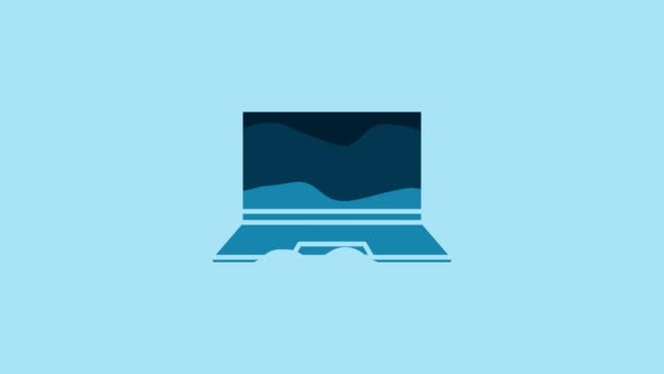 Значок синього ноутбука ізольовано на синьому фоні. Комп'ютерний ноутбук з порожнім значком екрана. 4K Відео рух графічна анімація
. - Кадри, відео