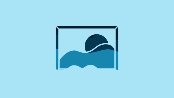 Blue Picture landscape icon isolated on blue background. 4K Video motion graphic animation. - Felvétel, videó