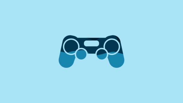 Blue Gamepad icon isolated on blue background. Game controller. 4K Video motion graphic animation. - Séquence, vidéo