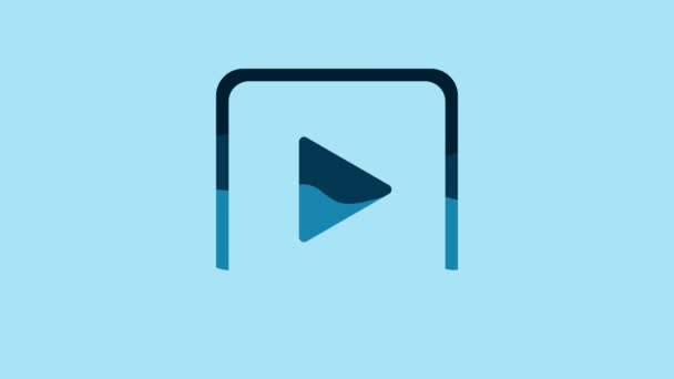 Blue Play in square icon isolated on blue background. 4K Video motion graphic animation. - Video