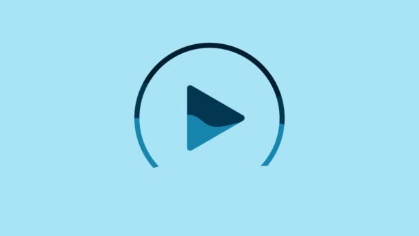 Blue Play in circle icon isolated on blue background. 4K Video motion graphic animation. - Filmagem, Vídeo