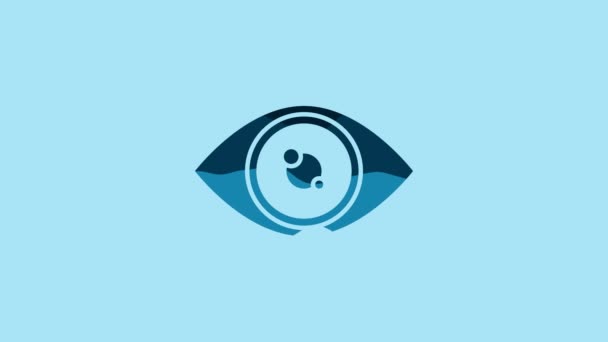 Blue Eye icon isolated on blue background. 4K Video motion graphic animation. - Felvétel, videó