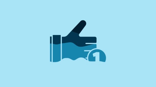 Blue Hand like icon isolated on blue background. 4K Video motion graphic animation. - Video, Çekim