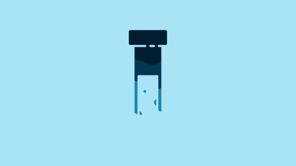 Blue Test tube and flask chemical laboratory test icon isolated on blue background. Laboratory glassware sign. 4K Video motion graphic animation. - Séquence, vidéo
