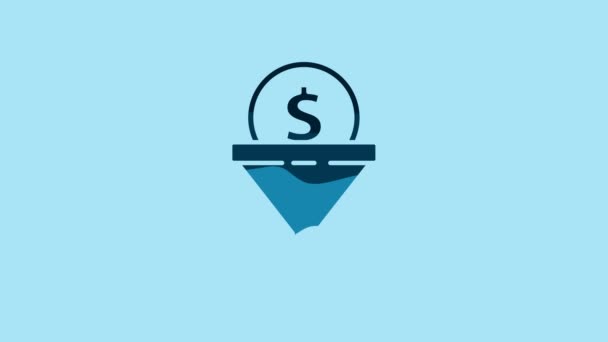 Blue Lead management icon isolated on blue background. Funnel with money. Target client business concept. 4K Video motion graphic animation. - Video, Çekim