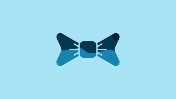 Blue Bow tie icon isolated on blue background. 4K Video motion graphic animation. - Materiał filmowy, wideo