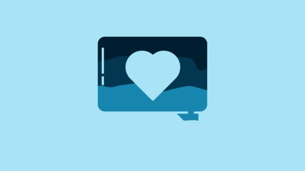 Blue Like and heart icon isolated on blue background. Counter Notification Icon. Follower Insta. 4K Video motion graphic animation. - Filmagem, Vídeo
