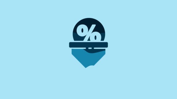 Blue Lead management icon isolated on blue background. Funnel with discount percent. Target client business concept. 4K Video motion graphic animation. - Felvétel, videó