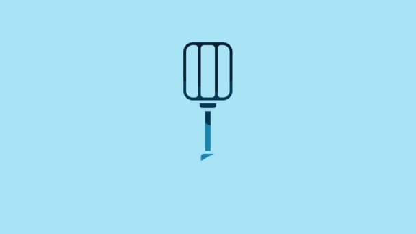 Blue Spatula icon isolated on blue background. Kitchen spatula icon. BBQ spatula sign. Barbecue and grill tool. 4K Video motion graphic animation. - Imágenes, Vídeo