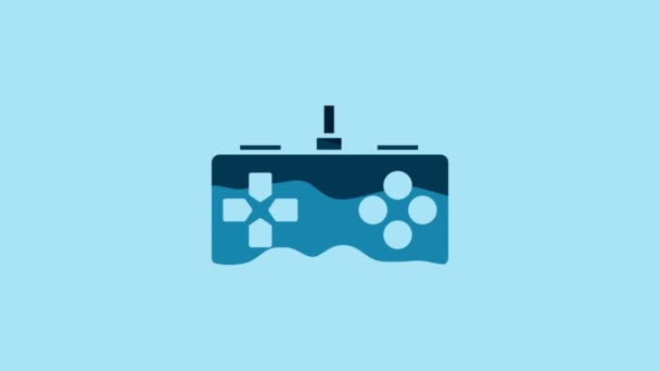Blue Gamepad icon isolated on blue background. Game controller. 4K Video motion graphic animation. - Footage, Video