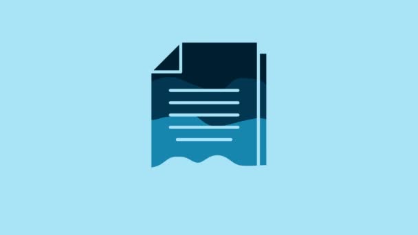 Blue Document icon isolated on blue background. File icon. Checklist icon. Business concept. 4K Video motion graphic animation. - Πλάνα, βίντεο