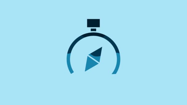 Blue Compass icon isolated on blue background. Windrose navigation symbol. Wind rose sign. 4K Video motion graphic animation. - Materiał filmowy, wideo