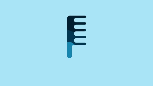 Blue Hairbrush icon isolated on blue background. Comb hair sign. Barber symbol. 4K Video motion graphic animation. - Séquence, vidéo