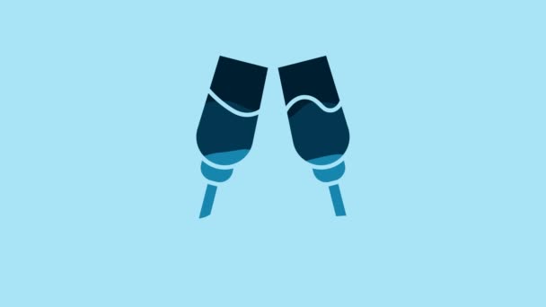 Синій келих ікони шампанського ізольовано на синьому фоні. 4K Відео рух графічна анімація
. - Кадри, відео