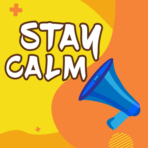 Text sign showing Stay Calm, Concept meaning Maintain in a state of motion smoothly even under pressure - Photo, Image