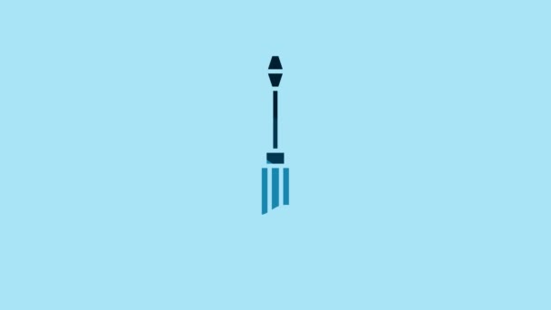 Blue Screwdriver icon isolated on blue background. Service tool symbol. 4K Video motion graphic animation. - Séquence, vidéo