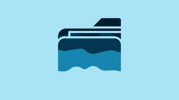 Blue Document folder icon isolated on blue background. Accounting binder symbol. Bookkeeping management. 4K Video motion graphic animation. - Video, Çekim