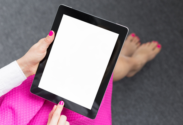 Tablet ordenador con pantalla blanca en blanco
 - Foto, Imagen