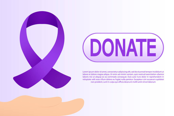 World Cancer Day poster or banner template with purple ribbon symbol, banner, cancer donation with extra space for text - Vektori, kuva