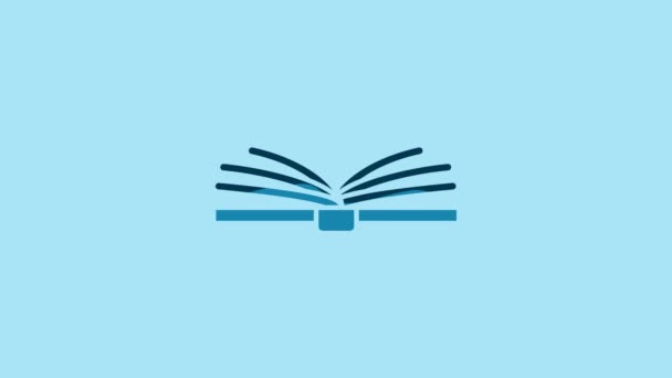 Blue Open book icon isolated on blue background. 4K Video motion graphic animation. - Footage, Video