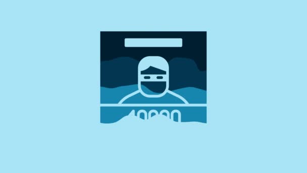 Blue Wanted poster icon isolated on blue background. Reward money. Dead or alive crime outlaw. 4K Video motion graphic animation. - Záběry, video