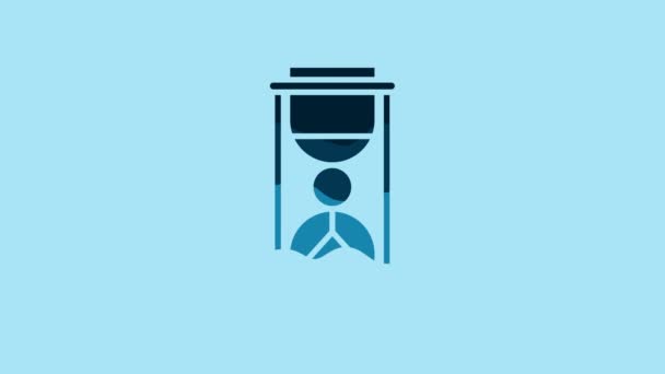 Blue Old hourglass with flowing sand icon isolated on blue background. Sand clock sign. Business and time management concept. 4K Video motion graphic animation. - Séquence, vidéo