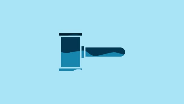 Blue Judge gavel icon isolated on blue background. Gavel for adjudication of sentences and bills, court, justice. Auction hammer. 4K Video motion graphic animation. - Πλάνα, βίντεο
