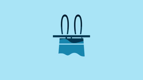 Blue Magician hat and rabbit ears icon isolated on blue background. Magic trick. Mystery entertainment concept. 4K Video motion graphic animation. - Séquence, vidéo