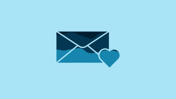 Blue Envelope with 8 March icon isolated on blue background. Message love. Letter love and romance. International Happy Women Day. 4K Video motion graphic animation. - Πλάνα, βίντεο