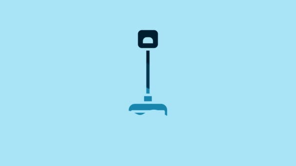 Blue Snow shovel icon isolated on blue background. 4K Video motion graphic animation. - Materiał filmowy, wideo