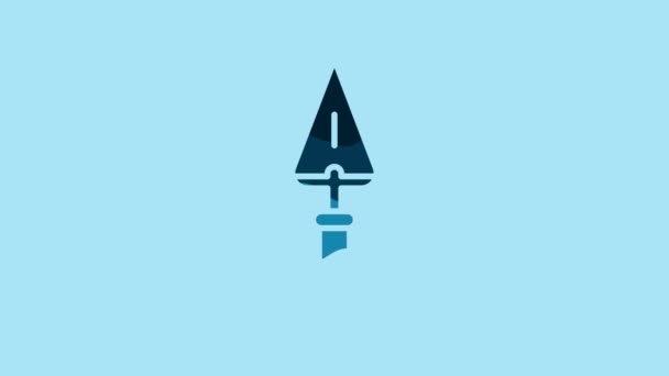 Blue Trowel icon isolated on blue background. 4K Video motion graphic animation. - Footage, Video