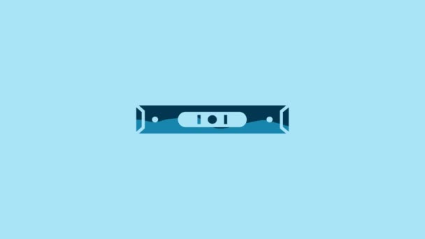 Blue Construction bubble level icon isolated on blue background. Waterpas, measuring instrument, measuring equipment. 4K Video motion graphic animation. - Imágenes, Vídeo