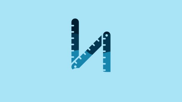 Blue Folding ruler icon isolated on blue background. 4K Video motion graphic animation. - Felvétel, videó