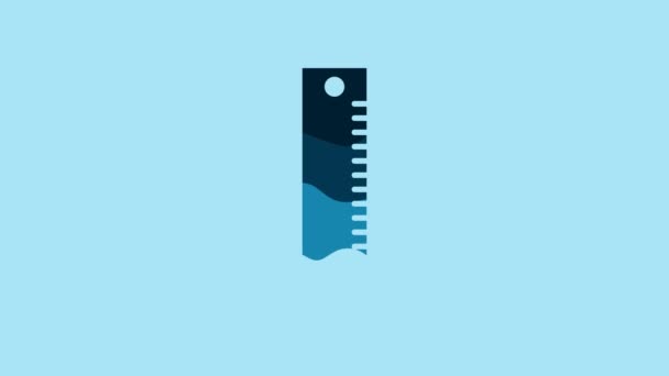 Blue Ruler icon isolated on blue background. Straightedge symbol. 4K Video motion graphic animation. - Felvétel, videó