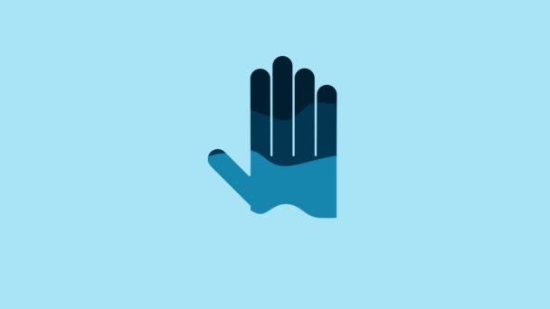 Blue Medical rubber gloves icon isolated on blue background. Protective rubber gloves. 4K Video motion graphic animation. - Video