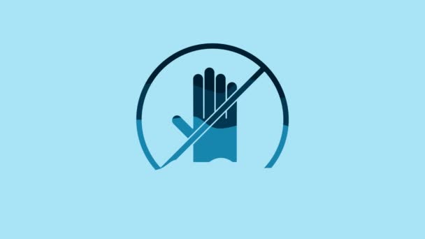 Blue No handshake icon isolated on blue background. No handshake for virus prevention concept. Bacteria when shaking hands. 4K Video motion graphic animation. - Materiał filmowy, wideo