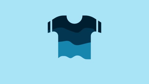 Blue T-shirt icon isolated on blue background. 4K Video motion graphic animation. - Video, Çekim