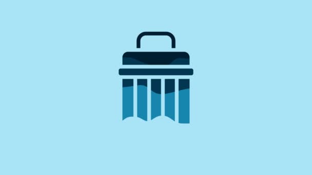 Blue Trash can icon isolated on blue background. Garbage bin sign. Recycle basket icon. Office trash icon. 4K Video motion graphic animation. - Materiał filmowy, wideo