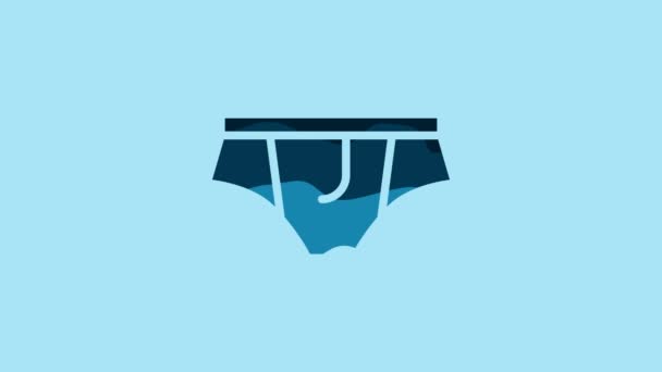 Blue Underwear icon isolated on blue background. 4K Video motion graphic animation. - Video