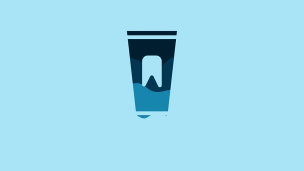 Blue Tube of toothpaste icon isolated on blue background. 4K Video motion graphic animation. - Filmagem, Vídeo