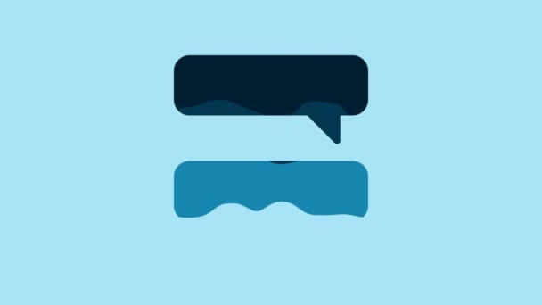 Blue Speech bubble chat icon isolated on blue background. Message icon. Communication or comment chat symbol. 4K Video motion graphic animation. - Imágenes, Vídeo