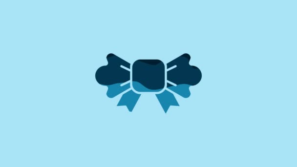 Blue Bow tie icon isolated on blue background. 4K Video motion graphic animation. - Felvétel, videó