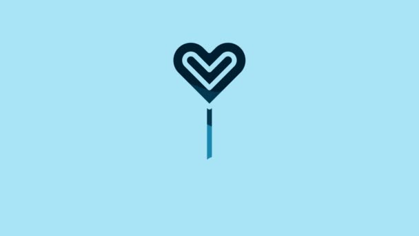 Blue Lollipop icon isolated on blue background. Food, delicious symbol. 4K Video motion graphic animation. - Imágenes, Vídeo