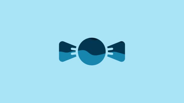 Blue Bow tie icon isolated on blue background. 4K Video motion graphic animation. - Video, Çekim