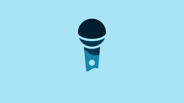 Blue Microphone icon isolated on blue background. On air radio mic microphone. Speaker sign. 4K Video motion graphic animation. - Metraje, vídeo