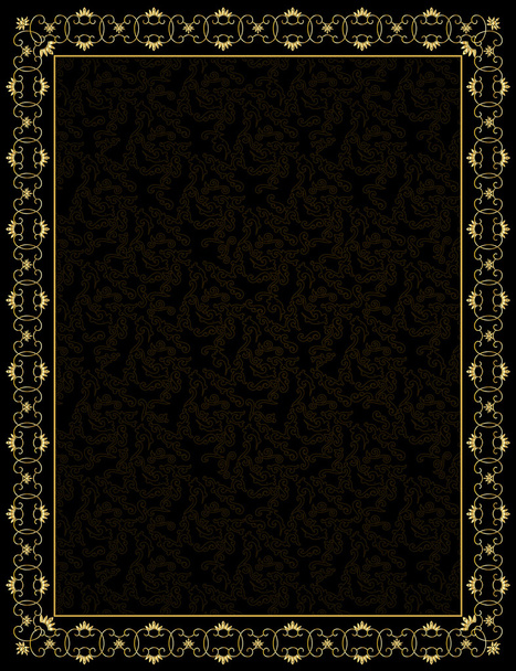 Decorative gold frame on a black background - Vektori, kuva