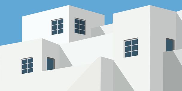 Architecture concept, with the white facade of a modern building, with nested apartments. - Vector, imagen