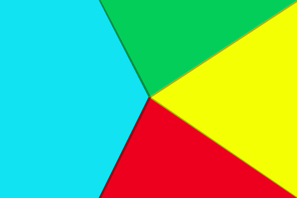 Googleは抽象的な多色の背景ベクトルイラストを再生します。Google Playストア4原色の赤緑青黄三角形幾何学的なバナーデザインを保存します。ハイテクジューシーな明るい抽象. - ベクター画像