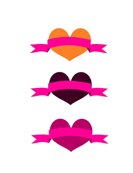 Set van drie harten met lint - Foto, afbeelding
