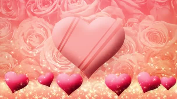 Video of chocolate hearts floating on a rose background, Valentine's Day - Materiał filmowy, wideo